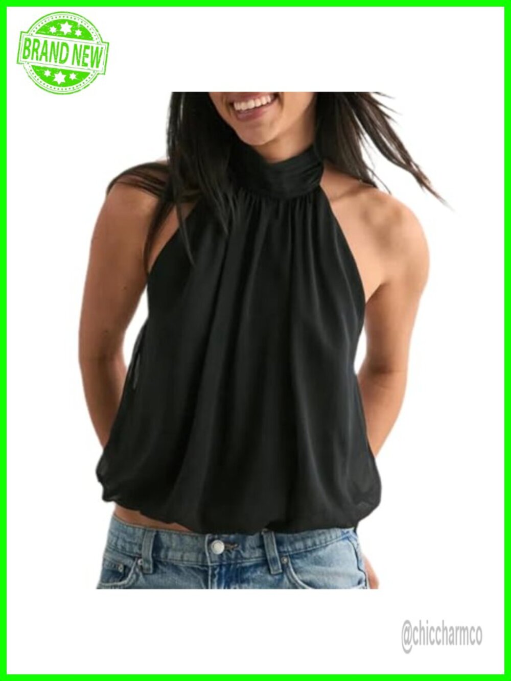 Halter High Neck Open Back Sleeveless Ruched Cropped Top Y2k Going Out Cami
